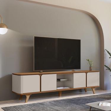 Imagem de Rack para Tv até 60 Polegadas 217cm Cantos Curvos Roma Cedro/Off White