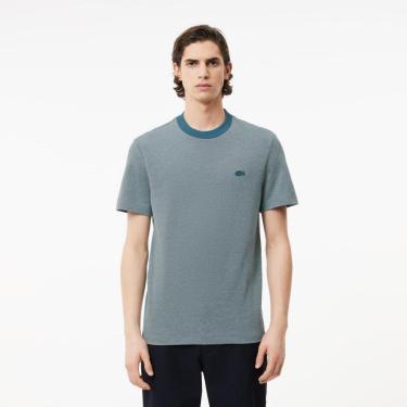 Imagem de Camiseta Lacoste De Algodão Com Gola Contrastante Com Textura De Caviar Masculina-Masculino