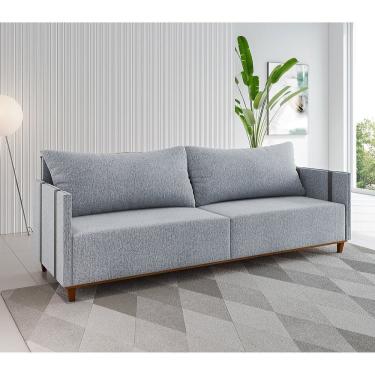 Imagem de Estofado Living Louis 2m, 2 Almofadas Soltas, 3 Lugares Inox/Cinza