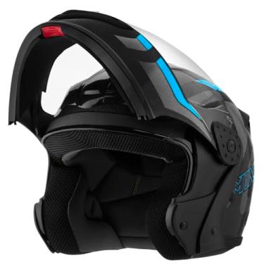 Imagem de Capacete de Moto Mixs MX Gladiator Delta Articulado Escamoteável Robocop Cinza Com Azul 58