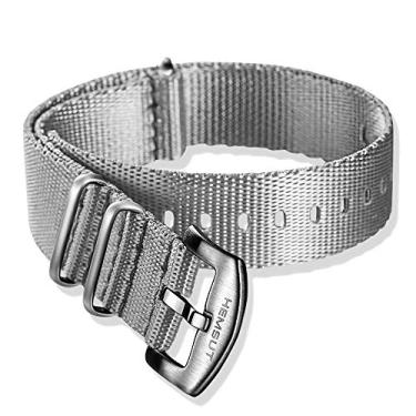 Imagem de Pulseira de relógio de nylon balístico militar, pulseiras de relógio macias de 24 mm para homens, substituição de nylon casual do cinto de segurança com fivela escovada para serviço pesado