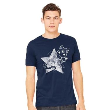 Imagem de TeeFury - Kitten Star - Camiseta masculina animal, gato, Azul marino, G