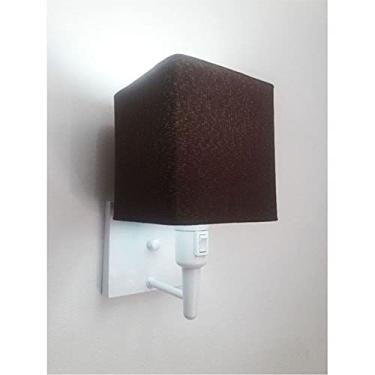 Imagem de Arandela Quadrada com Inter Liga e Cúpula Tecido, Vivare Iluminação, Arandela Parede2019 BRLC, Branco, Pequeno