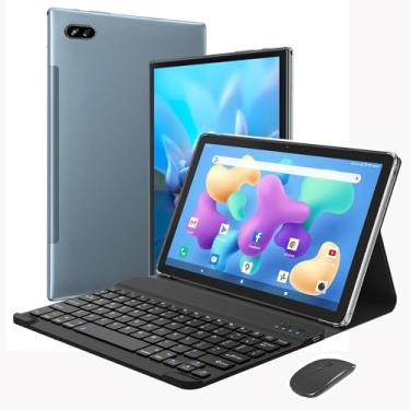 Imagem de 2 em 1 Tablet com Case, Teclado e Mouse, 10,1 polegadas Tablet Android 12 Tablet, 8GB + 256GB, WiFi, Bluetooth, GPS, Bateria 7000mAh, Tablets HD Touchscreen (Azul: Teclado+Mouse)