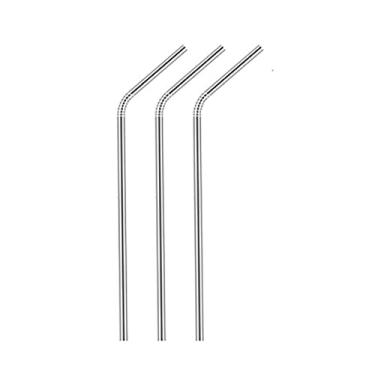 Imagem de Kit 10 Canudos Curvos Furta Cor de Inox 22cm