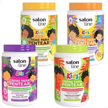 Imagem de Kit Salon Line Kids 4 Cremes de Pentear: Melão, Maracujá, Uva e Melancia
