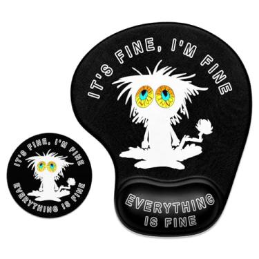 Imagem de ITNRSIIET Mouse pad ergonômico com suporte de pulso de gel, mouse pads para mesa confortável material de escritório mousepad com superfície lisa e base de poliuretano antiderrapante, 24 x 21 cm, gato