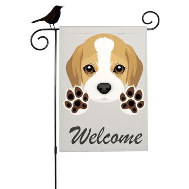 Imagem de Mugod Bandeira de jardim pequena de labrador para exterior, retrato de filhote de cachorro beagle e pata de cachorro bandeiras verticais de casa de serapilheira 30,5 x 45,7 cm, decorações de festa de