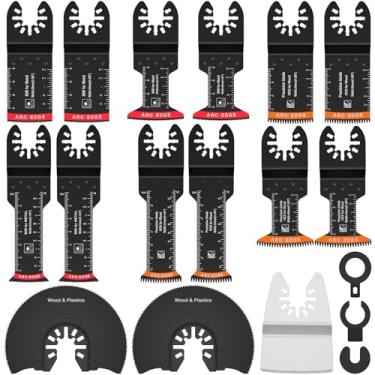 Imagem de Conjunto de lâminas de serra oscilantes de 15 unidades Lâminas multiferramentas de borda 7 tipos de lâminas de serra multiferramenta de liberação rápida Lâminas oscilantes bimetálicas universais Corte
