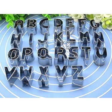 Imagem de Conjunto de cortadores de biscoito, Windspeed 26 peças de letras de alfabeto de aço inoxidável, moldes de biscoitos para biscoitos, mini ferramenta de decoração em forma de A-Z