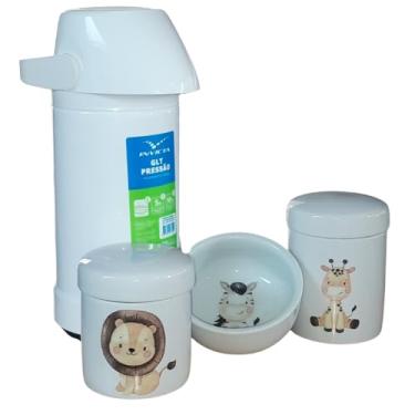 Imagem de Antilope Decor Porcelanas, Kit higiene bebê safari 4 Pçs-Garrafa Pressão - TP Porcelana