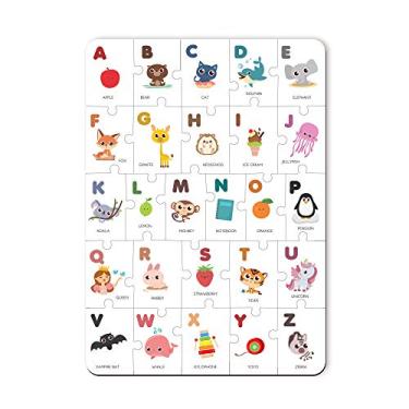 Imagem de Quebra Cabeça Infantil De Madeira Alfabeto Em Inglês 26 Peças Babebi