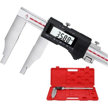 Imagem de Paquímetro digital 0?500mm Paquímetro digital Paquímetro Vernier de aço inoxidável com medição de mandíbula longa, ferramenta de medição de precisão para profundidade, comprimento e diâmetro
