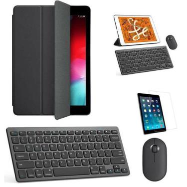 Imagem de Kit Capa Smart Case Preto / Teclado e Mouse preto e Película para iPad