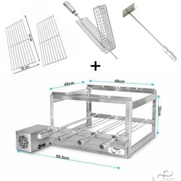 Imagem de Grill Inox 4 Espetos para Churrasqueira mais Acessórios - INFINITY GRI