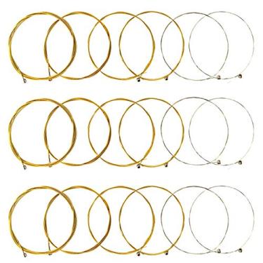 Imagem de JYsun Cordas de guitarra acústica 3 conjuntos completos com núcleo de aço inoxidável fósforo bronze ferido com contas niqueladas incluindo E-1st B-2nd G-3rd D-4th A-5th E-6th