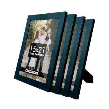 Imagem de Kit 4 Porta Retrato 15x21 A5 Acetato Fotos Moldura Aparador Decoração Quadro (Preto)