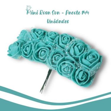Imagem de Flor De Eva Turquesa Escuro - MIni Rosa - Pacote Com 144 Unidades - Ny