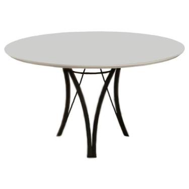 Imagem de Mesa de Jantar Barcelona Redonda 1,35M Off White Base em Metal Preto -