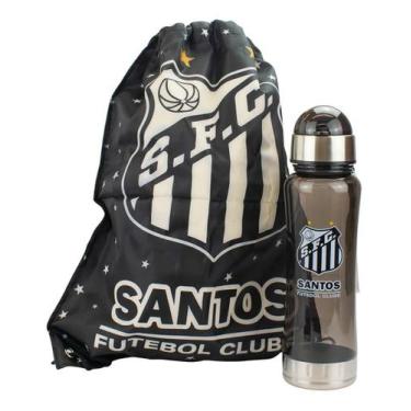 Imagem de Kit Santos Fc Garrafa Grande 750ml + Mochila Tipo Saco - Mileno, Garra