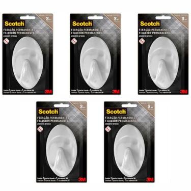 Imagem de Kit 5 Gancho Adesivo Grande 3M Scotch Fixação Permanente Suporta até 3