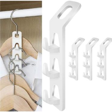 Imagem de Kit 4 Cabide C/ 3 Ganchos Parede Suporte Organizar Roupas - Clink