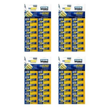 Imagem de Kit 4 Cartelas C/12 Un Cola Instantânea De 2 Gr Multiuso - Tek Bond