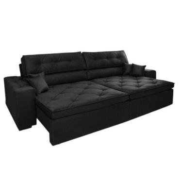 Imagem de Sofá Austin Plus 2,02 m Retrátil com Molas Veludo Light Preto - Sofá n