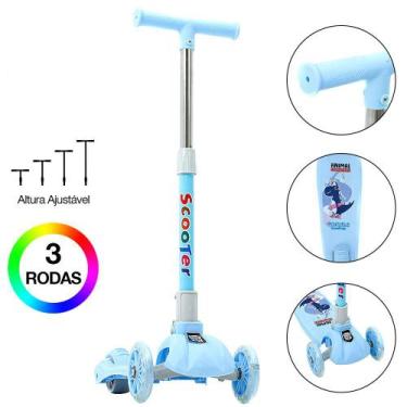 Imagem de Patinete Infantil para Meninos Com Led e Som Azul 3 Rodas - Maciel Ele