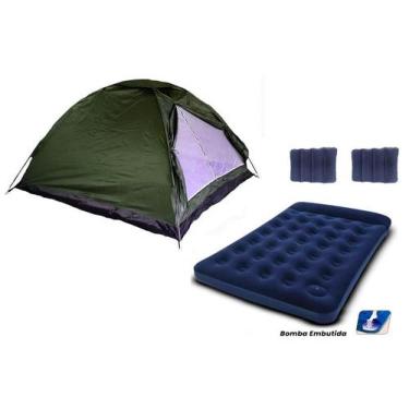 Imagem de Barraca Camping + Colchão Casal Bomba Embutida + 2 Travesseiros - OMEG