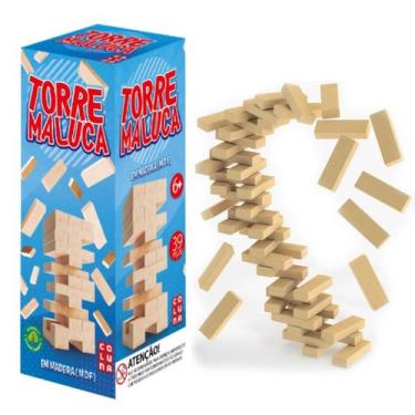 Imagem de Brinquedo Torre Maluca Jogo De Mesa Caiu Perdeu Madeira Mdf - Coluna, 