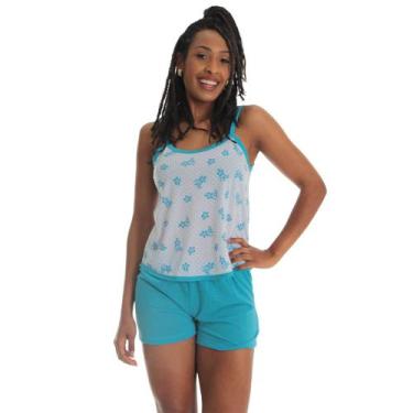 Imagem de Baby Doll Verão Fristyle Feminino Azul Short Doll Estampado, GG, Azul