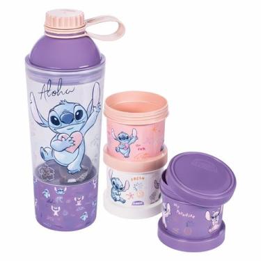 Imagem de Kit 3 Em 1 Shakeira 600ml + 03 Potes Stitch Disney Plasútil - Plasutil