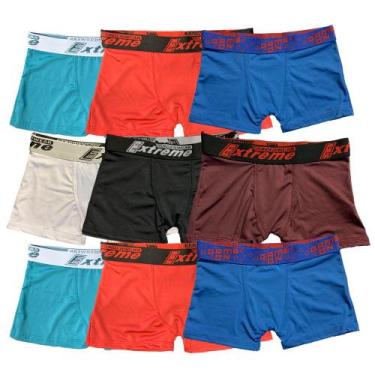 Imagem de Kit 9 Cuecas Boxer Infantil Fristyle Em Microfibra Lisa, GG