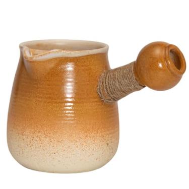 Imagem de AUUKYII Chaleira para fogão, bule de cerâmica chinesa para cozinhar, bule de chá para café, fogão a carvão, churrasqueira, chá de folhas soltas, leite e saquinho de chá (600 ml)