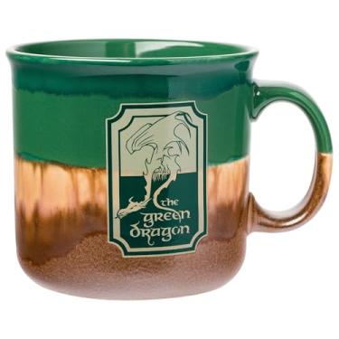 Imagem de Silver Buffalo O Senhor dos Anéis Esmalte Reativo Caneca Cerâmica Camper com Dragão Verde, 590 ml