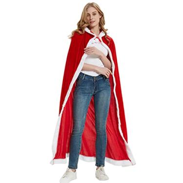 Imagem de TopFunny Capa de Natal, roupão de veludo de Papai Noel para mulheres, presentes infantis, decoração de Natal, cosplay, festa à fantasia de Natal, Vermelho, 23.6"/60cm
