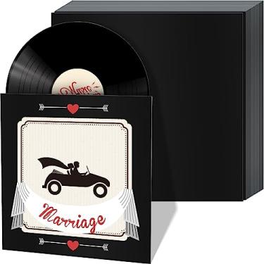 Imagem de Colarr 30 peças, capas de disco de vinil de 30 cm, 350 g/m², capas de disco de vinil, capas externas para discos, jaquetas de vinil LP para armazenamento de coleções, preto