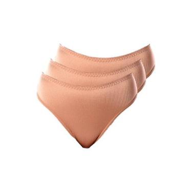 Imagem de Kit com 3 Calcinhas Alta Abrupt Demillus 56096, Bege, EG