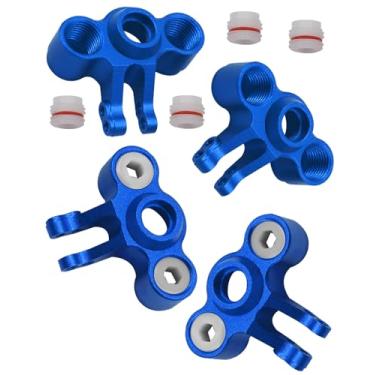 Imagem de hopsupRC Front Rear Axle Carriers Knuckle Arm Upgrades Part for 1/16E-Revo/Mini Slash/Mini Summit,4PCS Aluminum Left Right Axle Carriers Knuckle Arm Hops Up,Replace 7034,Navy Blue
