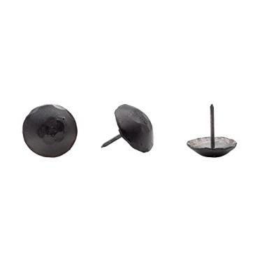 Imagem de Rústico Clavos Pacote com 50 cabeças de unhas decorativas parafusos forjados à mão pregos de ferro martelado acabamento preto fosco porta redonda tachas de móveis para portões, portas de celeiro,