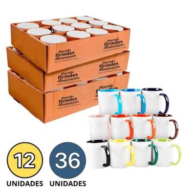 Imagem de Canecas Interior e Alça Color Importada - 330ml - Sublime, 12 unid.