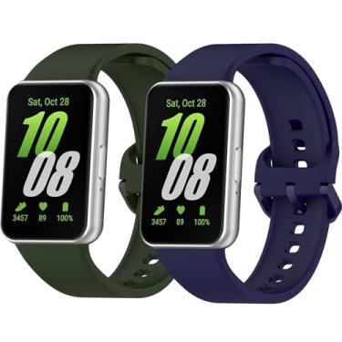 Imagem de SZBAMI Pacote com 2 pulseiras de relógio compatíveis com Samsung Galaxy Fit 3, pulseiras de substituição de silicone macio, acessórios para Samsung Galaxy Fit 3 para mulheres e homens