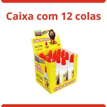 Imagem de Caixa com 12 Colas Brancas 40g KAZ Zoo com Espátula Atóxico Material E
