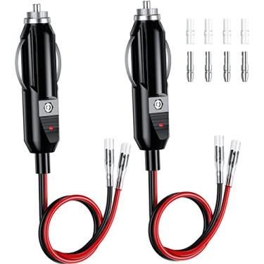 Imagem de Plugue de isqueiro de 12 V/24 V para carro com fusível de 10 A, adaptador de isqueiro de carro com luzes LED 30 cm, cabo de extensão AWG 16 para dispositivos de motorhomes, carro, caminhão, câmera de