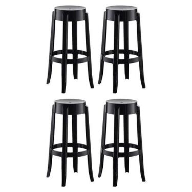Imagem de Conjunto com 4 Banquetasde Plástico Shine Preto - UZ Utilidades