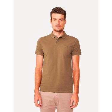 Imagem de Polo King & Joe Masculina Piquet Slim Logo Marrom Ocre-Masculino