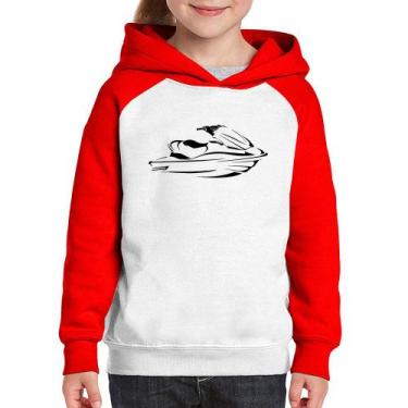 Imagem de Moletom Infantil Jet Ski - Foca na Moda, Branco, Vermelho, 12