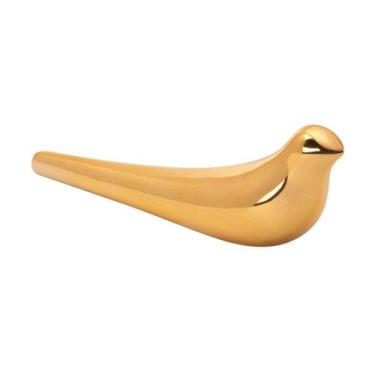 Imagem de Escultura Pássaro Cerâmica Dourado 14184 Mart