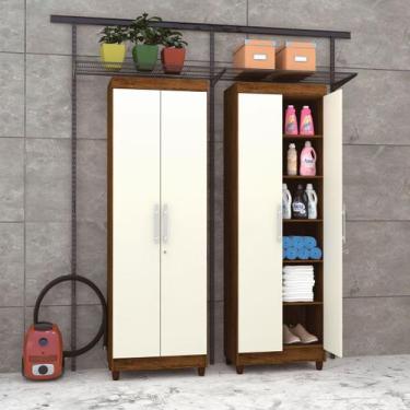 Imagem de Armário Multiuso Sapateira 2 Portas Imbuia Champanhe Vila Rica